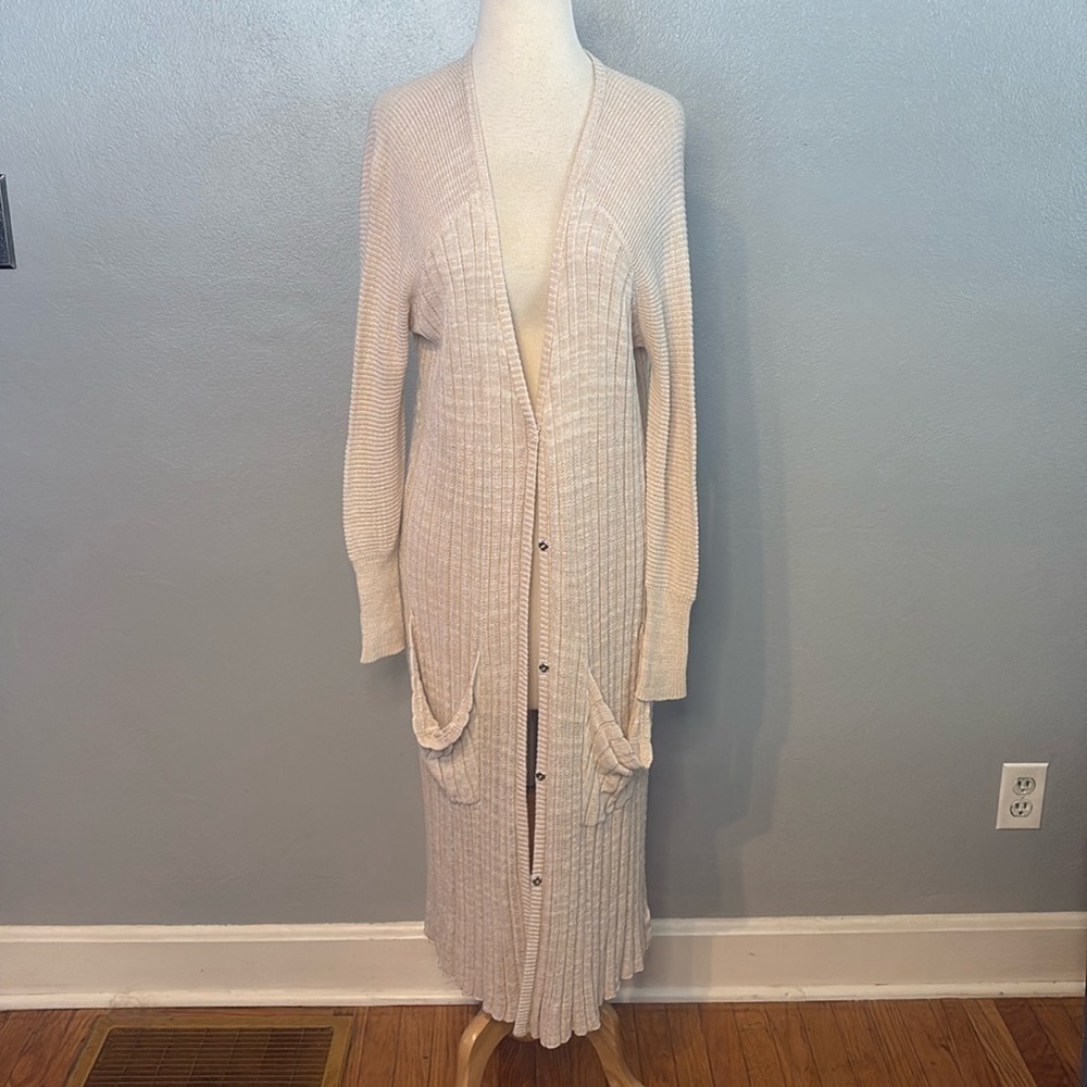 Free People Lightweight Long Cardigan Oatmeal Light Cream Small